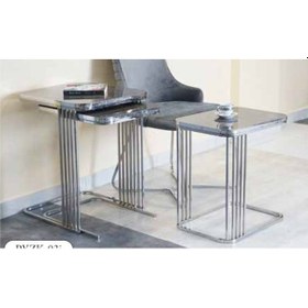 Resim Mim Gümüş Piyano Kare Borulu Zigon Sehpa Gümüş 