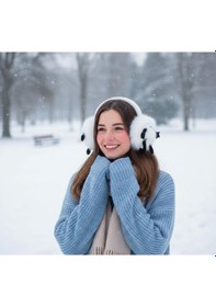 Resim Sevimli Figürlü Katlanabilir Peluş Kulaklık Beyaz 