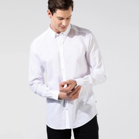 Resim Nautica Erkek Beyaz Slim Fit Uzun Kollu Keten Gömlek W35000T.1BW 