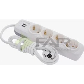 Resim FarF512a 4'lü 2 Usb'li Grup Priz 2 Metre Şarj Ve Elektrik İçin Pratik Çözüm 