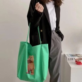 Resim HaiTun Kadın Büyük Tuval Alışveriş Çantası Sevimli Ayı Ekstra Büyük Kitaplar Tote Kullanımlık Bakkal Çantası Eko Shopper Bayanlar Için Omuz Çantaları | Alışveriş Torbaları 