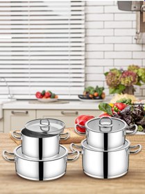 Resim Cocinero Madrid 1097 8 Parça Silindir Çelik Tencere Seti Gümüş 