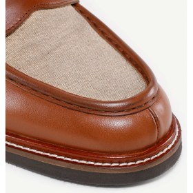 Resim Yargıcı Kanvas Detaylı Deri Loafer 