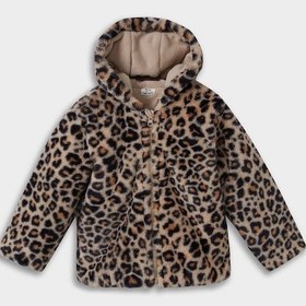 Resim Defacto Kız Bebek Kapüşonlu Leopar Desenli Fermuarlı Pelüş Mont E7993a525aubg744 Bej 