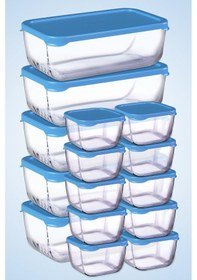 Resim Paşabahçe 15 Parça Snowbox Mavi Kapaklı Saklama Kabı Takımı 5 Büyük + 10 Küçük Özel Set Çok Renkli 