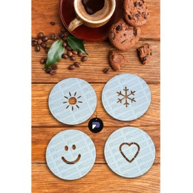 Resim Barista Kahve Süsleme Şablonu, 4'lü Latte Art Seti, Kahve Üstü Sanatsal Desen ve Şekil Yapma Şablonu 