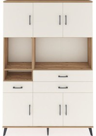 Resim Arges Dolap 9 Raflı 3 Çekmeceli 6 Kapaklı 132x30x195 Çam-aytaşı/aytaşı Aytası/aytası 