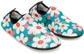 Resim Peluche Kadın Deniz Ayakkabısı Flowers, Beyaz Pembe - Yeşil, 