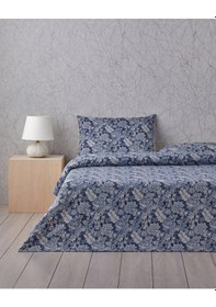 Resim English Home Boho Bloom Pamuk Tek Kişilik Çarşaflı Nevresim Takımı 160x220 Cm Lacivert Lacivert 
