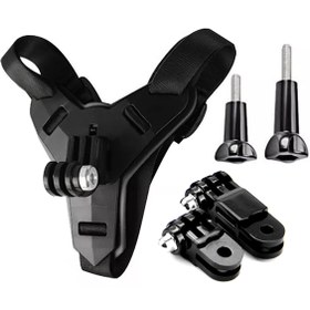 Resim Gplus Gp524 5 Parça Gopro Eken Sjcam Aksiyon Kamera Tutucu Jaw Mount Motor Kask Çene Tutma Aparatı Siyah 