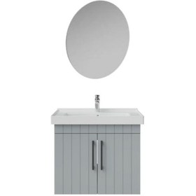 Resim Creavit D20 65 Cm Banyo Dolabı Ve Yuvarlak Ayna Takım Mat Gri 