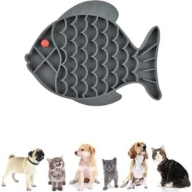 Resim Kedi Için Yalama Matı, Kediler Yavaş Besleyici Yalama Matı, Pet Sakinleştirici Tedavi Mat, Can Sıkıntısı ve Anksiyete Azaltıcı Yalama Mat, Mama, Yoğurt Için Kedi Puzzle Besleyici Kase (Gri) 