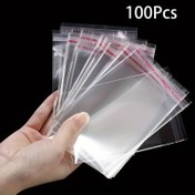 Resim 100 Adet Kendinden Yapışkanlı Şeffaf Plastik Poşet, Mücevher, Kırtasiye, Evrak ve Hediyeler için Tekrar Kullanılabilir Yapışkan Kapatmalar 