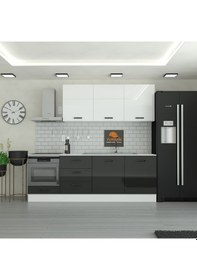 Resim 240 Cm Mutfak Dolabı Mdf Kapak Tezgah Dahil Yrkn240 99 Siyah 