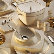 Resim Aryıldız Bone Square Gold Rose 12 Kişilik 60 Parça Yemek Takımı 