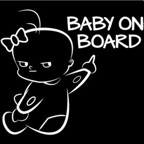 Resim Arabada Bebek Var Sticker Etiket 17Cm Beyaz 