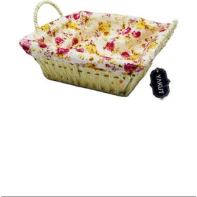 Resim Hasırlı Bezli Ekmek Sepeti Kare Renkli -8823 