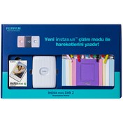 Resim Fujifilm Instax Mini Link 2 Beyaz Akıllı Telefon Yazıcısı Bundle Box Fujifilm