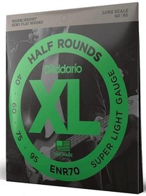 Resim D'Addario ENR70 XL Half Rounds Bas Gitar Tel Seti - 45-100 Regular Light (Profesyonel) | Paslanmaz Çelik Üzerine Taşlanmış Pürüzsüz Yüzey, Sıcak Tonlar ve Parmak Gürültüsünü Azaltan Yapı 