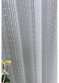 Resim Caserta 541 Zarif Ponpon Şantuk Dökümlü Armür Düz Beyaz Tül Perde 1.sınıf Kalite Beyaz 