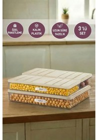Resim Selka Home 3'lü Set ( 1 Adet 2,25 2 Adet 1 Lt. ) Nora Organizer Buzdolabı Buzluk Düzenleyici Saklama Kabı 