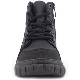 Resim Rakerplus Hakiki Deri Siyah Kırmızı Fermuarlı Erkek Çocuk Bot Siyah 