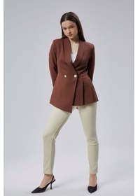 Resim Kahverengi Regular Fit Pile Detaylı Blazer Ceket Siyah 