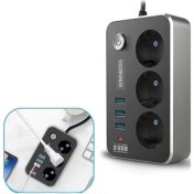 Resim Buffer® Isıya Dayanıklı Termal Akım Korumalı 2 mt 10A 2500W 3lü Priz ve 3 Usbi 21A Uzatma Kablosu 