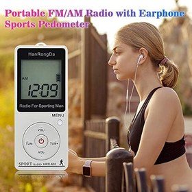 Resim radyo HRD-602 Taşınabilir Radyo Alıcısı FM/AM Radyo LCD Ekran Kilit Düğmesi Cep Radyo ile Kulaklık Spor Pedometre Taşınabilir radyo FM/AM Radyo 