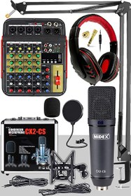 Resim Midex Wizard Paket-2 CX2 Stüdyo Mikrofon MDX-04FXU-Stüdyo Kayıt Mikseri-Kulaklık Ekipman Seti 