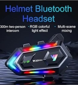 Resim Y20 Max Motosiklet Bluetooth 5.3 Kask Intercom 2 Kişi 300 Metre Eşleşme Özellikli 