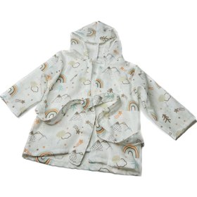 Resim deva design Pamuk Müslin Kumaştan Bebek Bornozu 