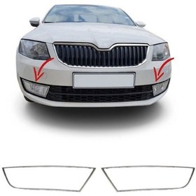Resim Skoda Octavia A7 2013 Ve Üzeri Krom Sis Çerçevesi 2 Parça Paslanmaz Çelik 