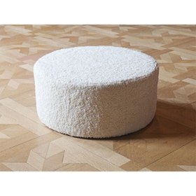Resim WEBPANYA Handmade Kırık Beyaz Tedy Kumaş Silindir Dekoratif Pufidik Puf Bench 
