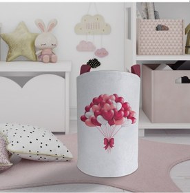 Resim Mekta Home Bebek Ve Çocuk Odası Fiyonklu Kalpli Balon Desenli Oyuncak Sepeti Renkli Çok Renkli 