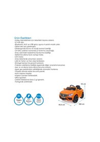 Resim Massimo Gt 4x2 12v Uzaktan Kumandalı Led Farlı 2x Arka Süspansiyonlu Kemerli Çocuk Akülü Araba Turuncu 