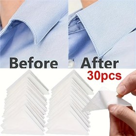 Resim 30 Adet Yaka Destek Çıkartması - Yapışkanlı Yaka Destek Şeritleri, Çıtır Gömlek Yaka İçin Yeniden Kullanılabilir Plastik Yaka Şekillendiriciler, Popüler Kültür Moda Aksesuarı, Havalı ve Şık Stil Ekler 