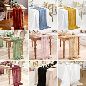 Resim 1 adet Bohem Tarzı Peynir Bezi Masa Runnerı - Yarı Şeffaf Polyester Kumaş ile Dantel Detayları, Tatil Partileri, Gelin Duşları ve Romantik Yemek Dekoru için Dikdörtgen Şekil, Çoklu Renkler Mevcut, Şenlikli Masa Ayarları | Bohem Tarzı Masa Ayarları | Polyester Kumaş, Masa Süsleri 