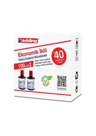 Resim Edding Legamaster 100 ML Tahta Kalemi Mürekkebi 2'li Paket Kırmızı 