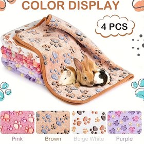 Resim 4 Adet Ginepig Fleece Sıcak Battaniye - Küçük Hayvan Kafesi Astarları - Kirpi & Çinçilla & Gelincik için Uyku Matı Yatak Pedi - Kafes & Yatak için - Tavşan Kulübesi Malzemeleri - Gelincik - Hamster Eşyaları - Yavru Kedi & Yavru Köpek Temel Malzemeleri & Aksesuarları - Küçük Evcil Hayvan Malzemeleri 