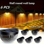 Resim 6 adet Güneş 6 LED Yarı Daireli Duvar Lambası Çit Işığı Dış Mekan Peyzaj Dekoratif Işıklar Bahçe Dış Mekan Işıkları Avlu Bahçe Villa Balkonu Sürücü Duvar Deck için Uygun 