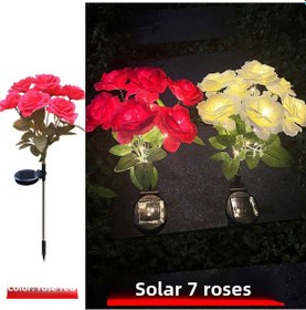 Resim Xiyyadms Güneş Enerjili 7 Başlı Gül Çiçek Demeti, Dış Mekan, Düğün, Bahçe Dekorasyonu İçin Led Işıklı Simülasyon Aydınlatma Pembe , Toplu Alım 