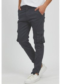 Resim E-fendi Erkek Kargo Jogger Pantolon Rahat Kesim Lastikli Paça Füme 
