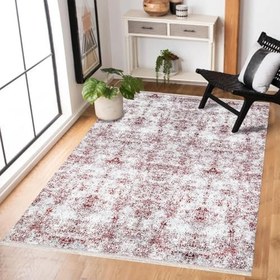 Resim Bordo Modern Modern Geometrik Etnik Eskitme Desenli Boho Makinada Yıkanabilir Hafif Hav Toz Vermez Leke Tutmaz Kaymaz Taban Dijital Makine Baskı Halı Oturma Odası Salon Yolluk Koridor Mutfak Halısı 