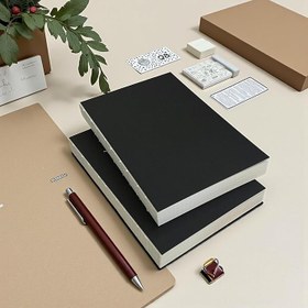 Resim Fark Tanıtım Özel Tasarım Siyah Kraft Kapaklı A5 Kareli Defter - 180 Derece Açılabilir, Sırtı Dikişli,%100 El İşçiliği, Ofis İçin İdeal, Planlayıcı (Kareli) 