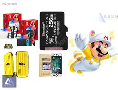 Resim Nintendo Switch Oled 64 GB YD + Çanta + Oyun Yüklü SSD | Kırmızı - Mavi 