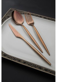 Resim Amy Klaus Luxury Bronz 84 Parça Çatal Kaşık Bıçak Takımı - Bronz 