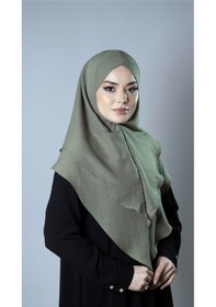 Resim Hürrem Bone Fıstık Yeşili Pratik Hazır Geçmeli Tesettür Eşarp Pamuk Caz Kumaş Çift Katlı Çapraz Hijab 2304 36 