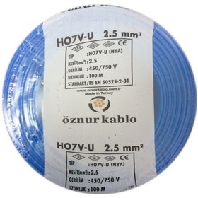 Resim Öznur 2.5Mm Nya Kablo Mavi 100 Metre %100 Bakır 