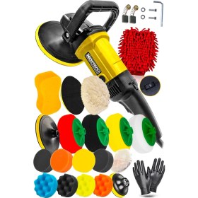 Resim Proxtech Premium 6 Kademeli Devirli Sünger Setli Zımpara Pasta Cila Büyük Polisaj Makinesi Ful Takım 